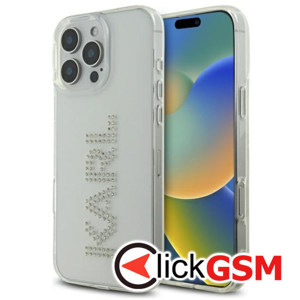 Karl Lagerfeld - IML Rhinestones (KLHCP16XHKLSTDCT) - iPhone 16 Pro Max - Transparent Logo