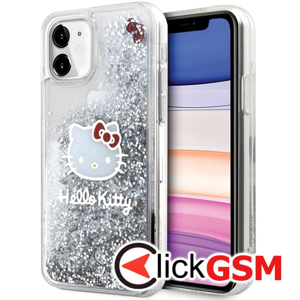 Hello Kitty - Hardcase Liquid Glitter Charms Kitty Head (HKHCN61LIKHET) - iPhone 11 - Silver