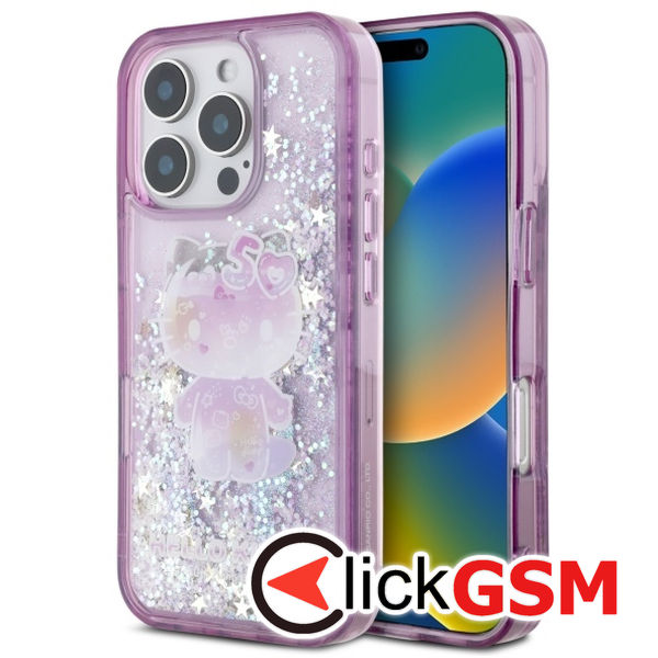 Hello Kitty - Hardcase Liquid Glitter 50TH Anniversary Party (HKHCP16XL50PPU) - iPhone 16 Pro Max - Purple