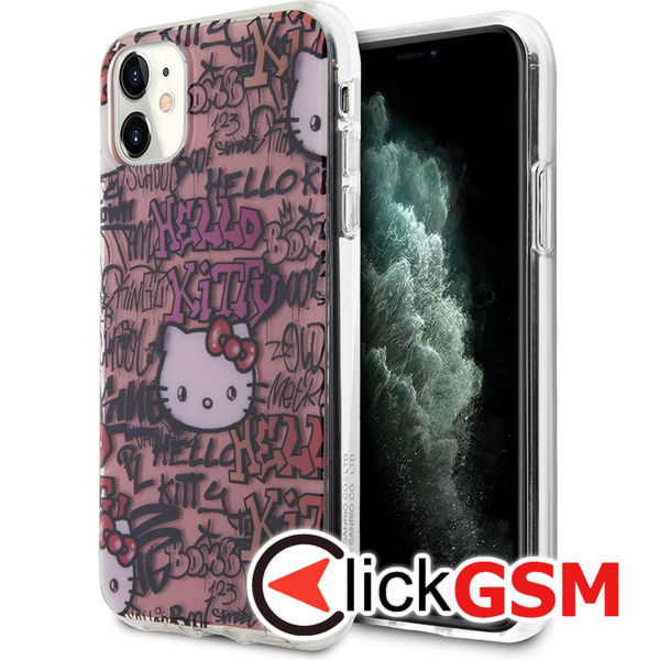 Hello Kitty - Hardcase IML Tags Graffiti (HKHCN61HDGPTP) - iPhone 11 - Pink