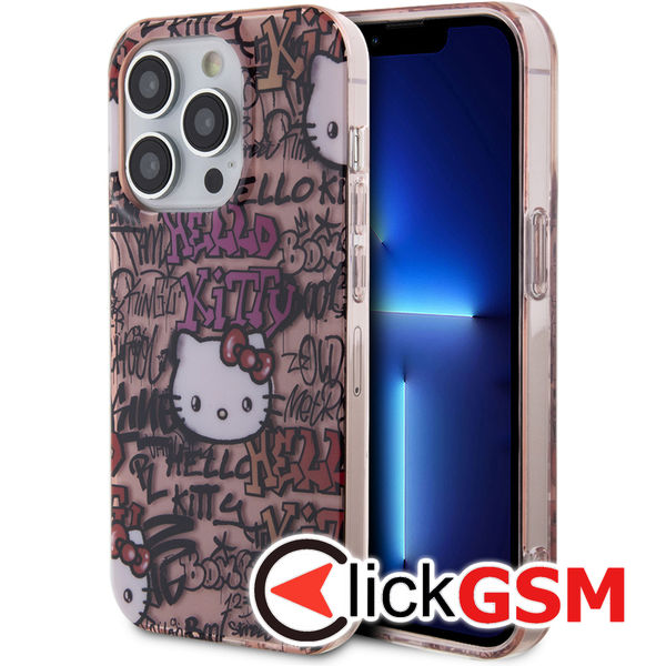 Hello Kitty - Hardcase IML Tags Graffiti (HKHCP14LHDGPTP) - iPhone 14 Pro - Pink