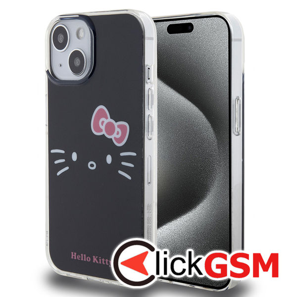 Hello Kitty - Hardcase IML Kitty Face (HKHCP15SHKHLK) - iPhone 15 - Black