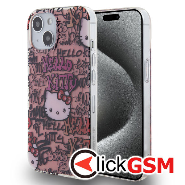 Hello Kitty - Hardcase IML Tags Graffiti (HKHCP15SHDGPTP) - iPhone 15 - Pink