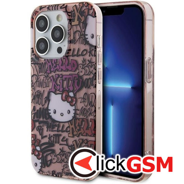 Hello Kitty - Hardcase IML Tags Graffiti (HKHCP15LHDGPTP) - iPhone 15 Pro - Pink