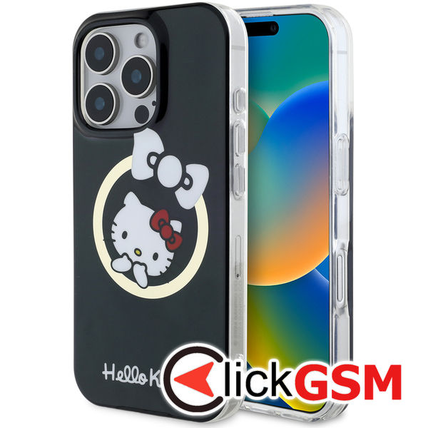 Hello Kitty - Hardcase IML Fun Bow MagSafe (HKHMP16XHFLBK) - iPhone 16 Pro Max - Black