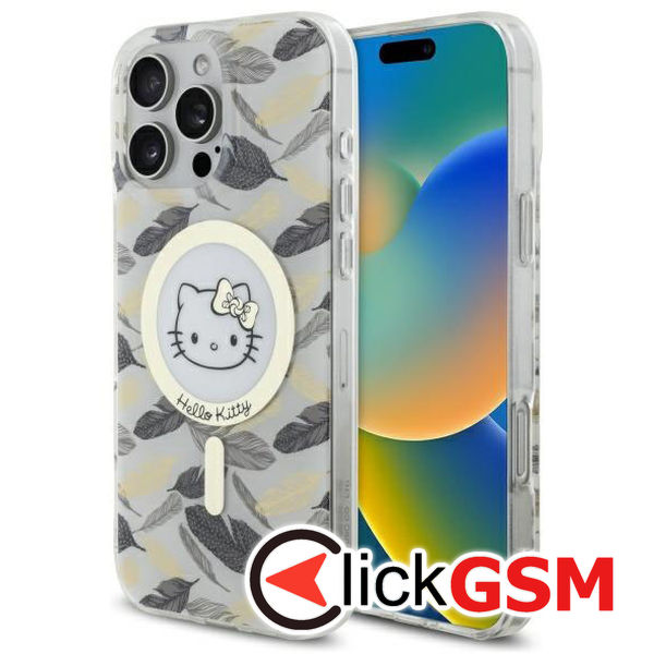 Hello Kitty - Hardcase IML Golden Leaves MagSafe (HKHMP16XHGLEH) - iPhone 16 Pro Max - White