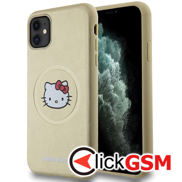 Hello Kitty - Hardcase Leather Kitty Head MagSafe (HKHMN61PGHCKD) - iPhone 11 - Gold