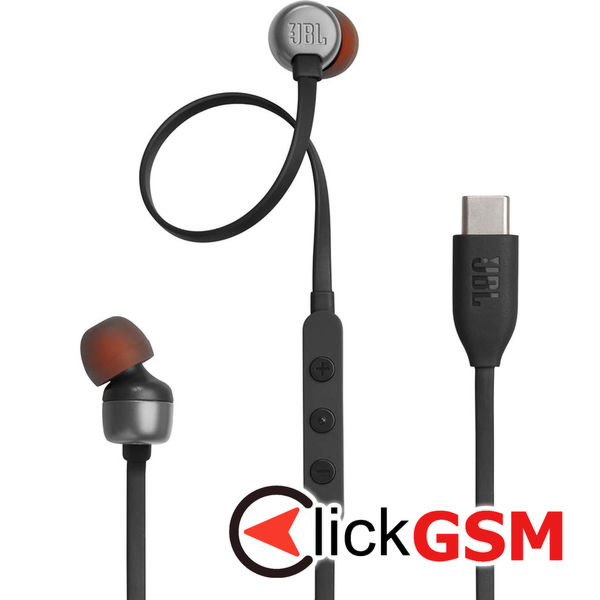 JBL - Wired Earphones 310C - Type-C, Hi-Res Audio, Pure Bass Sound, 3 Buttons Remote with Microphone - Black