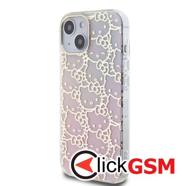 Hello Kitty - Hardcase IML Gradient Electrop Crowded Kitty Head (HKHCP15SHCHPEP) - iPhone 15 - Pink