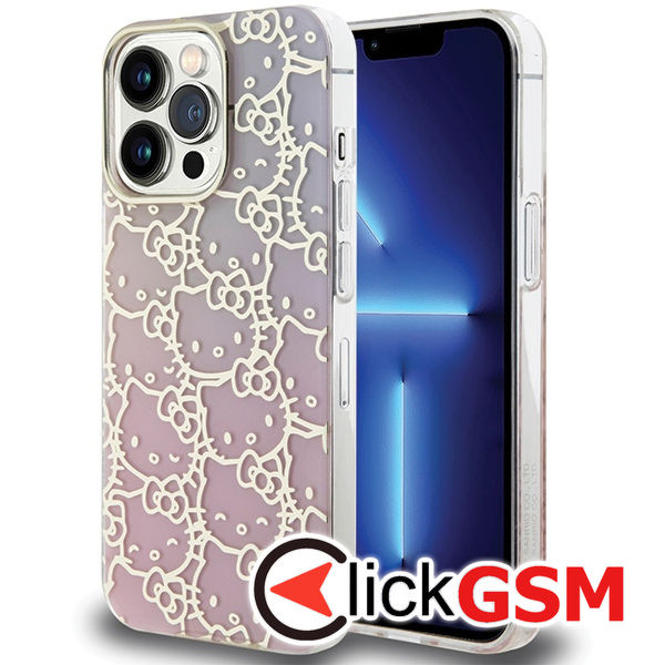 Hello Kitty - Hardcase IML Gradient Electrop Crowded Kitty Head (HKHCP15LHCHPEP) - iPhone 15 Pro - Pink