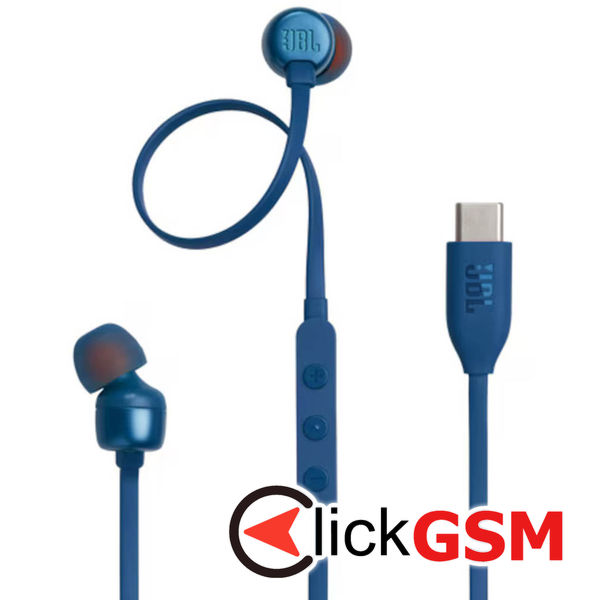 JBL - Wired Earphones 310C - Type-C, Hi-Res Audio, Pure Bass Sound, 3 Buttons Remote with Microphone - Blue