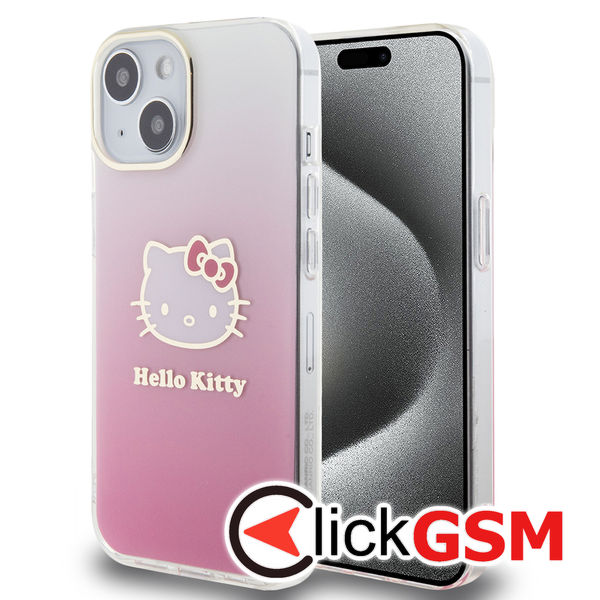 Hello Kitty - Hardcase IML Gradient Electrop Kitty Head (HKHCP15SHDGKEP) - iPhone 15 - Pink