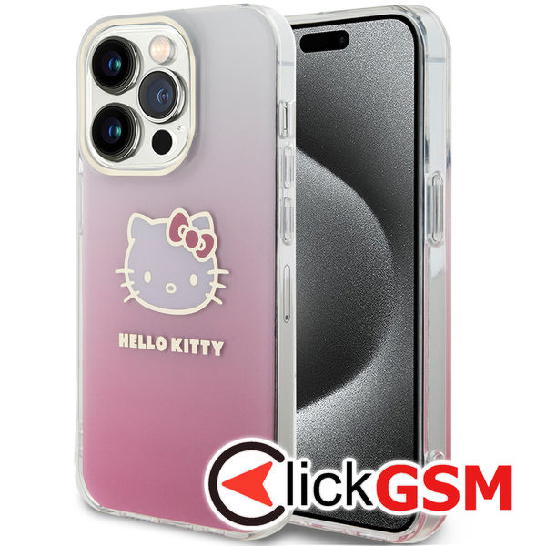 Hello Kitty - Hardcase IML Gradient Electrop Kitty Head (HKHCP15LHDGKEP) - iPhone 15 Pro - Pink
