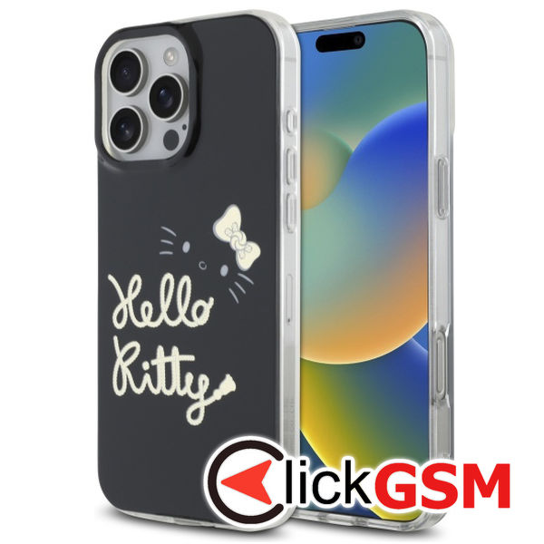 Hello Kitty - Hardcase IML Golden Diva MagSafe (HKHMP16XHGDIK) - iPhone 16 Pro Max - Black