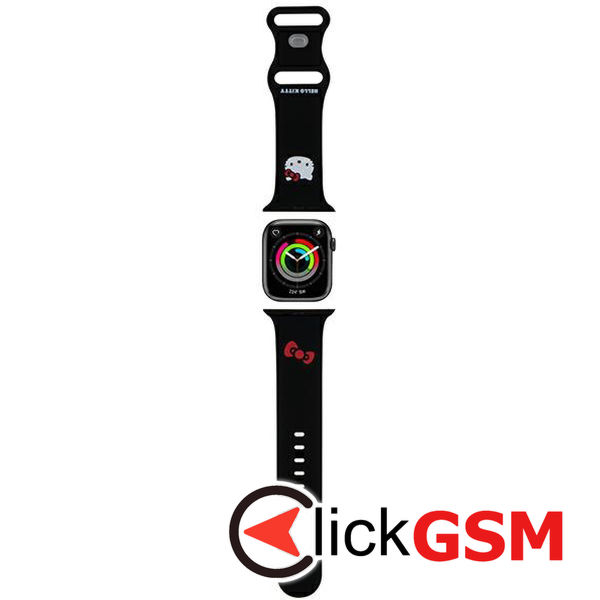 Hello Kitty - Strap Silicone (HKAWLSCHBLK) - Apple Watch 1/2/3/4/5/6/7/8/9/10/SE/SE 2/Ultra/Ultra 2 (42/44/45/46/49mm) - Black
