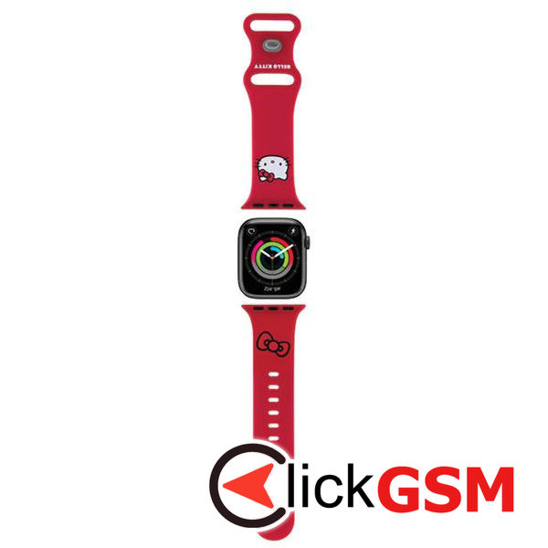 Hello Kitty - Strap Silicone Kitty Head (HKAWMSCHBLR) - Apple Watch 1/2/3/4/5/6/7/8/9/10/SE/SE 2 (38/40/41/42mm) - Red