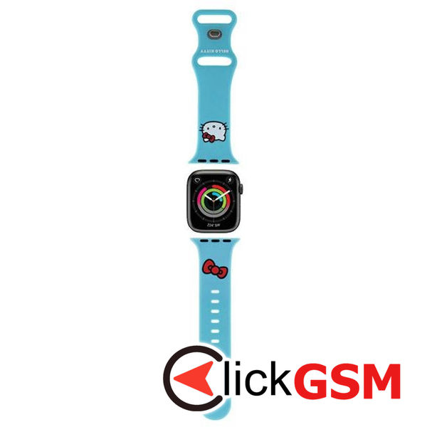 Hello Kitty - Strap Silicone Kitty Head (HKAWMSCHBLB) - Apple Watch 1/2/3/4/5/6/7/8/9/10/SE/SE 2 (38/40/41/42mm) - Blue