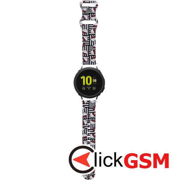 Hello Kitty - Strap Silicone Tags Graffiti (HKUWMSDIESK) - Samsung Watch 4/5, Huawei Watch GT 3 (42mm)/GT 3 Pro (43mm) - Black