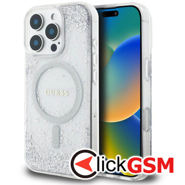 Guess - Hardcase Resin Gradient Glitter MagSafe (GUHMP16XRGRGES) - iPhone 16 Pro Max - Silver