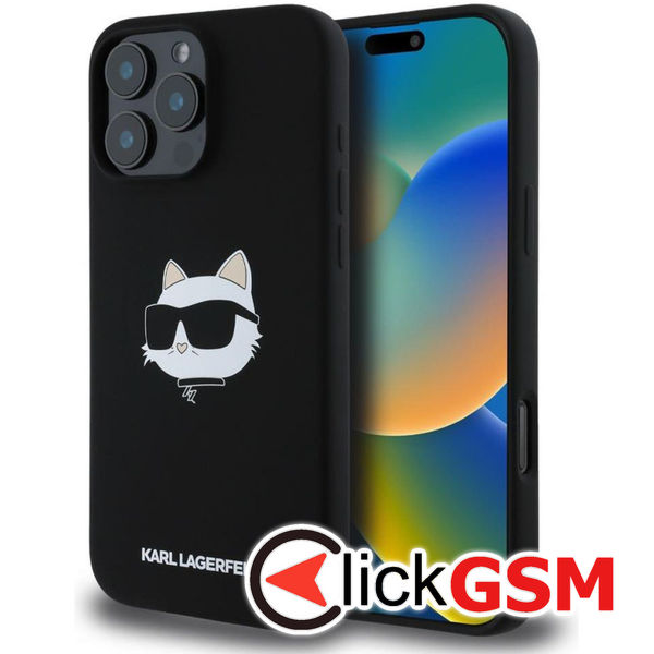 Karl Lagerfeld - Silicone MagSafe (KLHMP16LSCHPPLK) - iPhone 16 Pro - Choupette Head