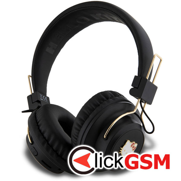 Hello Kitty - Wireless Headphones Metal Logo (HKBH9KHLMK) - On-ear, Bluetooth V5.3, 200mAh, IPX4, Type-C - Black