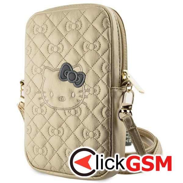 Hello Kitty - Leather Quilted Bows Strap (HKPBPEKHBPD) - Phone Pouch, Crossbody - Gold