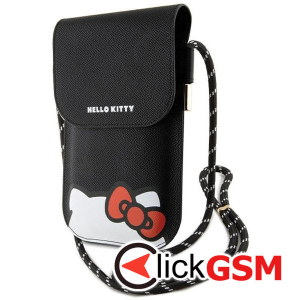 Hello Kitty - Leather Hiding Kitty Cord (HKOWBPSCKEK) - Phone Pouch, Crossbody - Black
