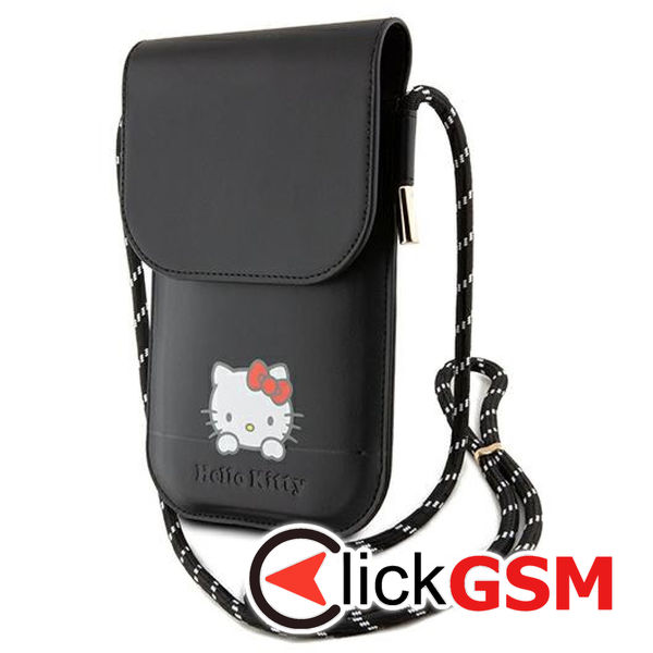 Hello Kitty - Leather Daydreaming Cord (HKOWBSKCDKK) - Phone Pouch, Crossbody - Black