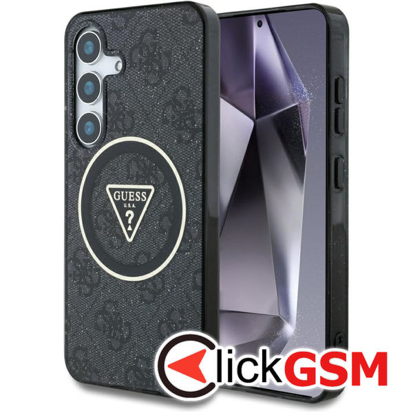 Guess - IML Metal Glitter 4G Circle Triangle MagSafe (GUHMS25SHG4PRTGK) - Samsung Galaxy S25 - Black