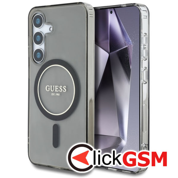 Guess - IML Glitter Circle MagSafe (GUHMS25SHFGEREK) - Samsung Galaxy S25 - Black
