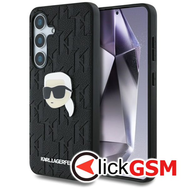 Karl Lagerfeld - Hardcase Monogram Leather (KLHCS25MPGKLKIPK) - Samsung Galaxy S25 Plus - Karl Head Pin