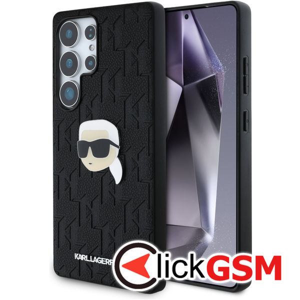 Karl Lagerfeld - Hardcase Monogram Leather (KLHCS25LPGKLKIPK) - Samsung Galaxy S25 Ultra - Karl Head Pin