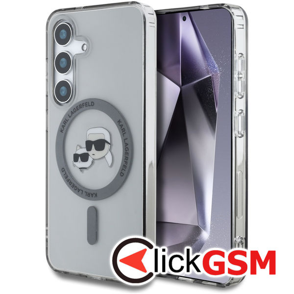 Karl Lagerfeld - IML MagSafe (KLHMS25SHLSKCK) - Samsung Galaxy S25 - Metal Karl&Choupette Heads