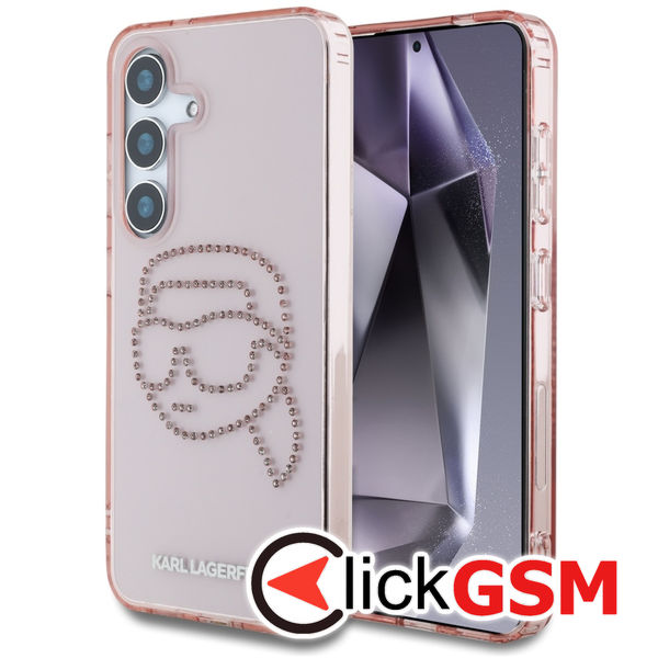 Karl Lagerfeld - IML Rhinestones Luxury (KLHCS25SHKHDCELP) - Samsung Galaxy S25 - Pink Karl Head