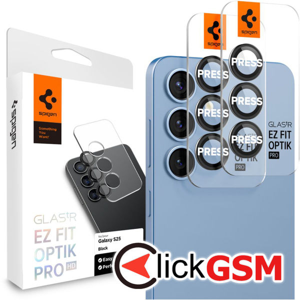 Spigen - Optik.tR EZ Fit Pro Camera Glass (2 pack) - Samsung Galaxy S25 - Black