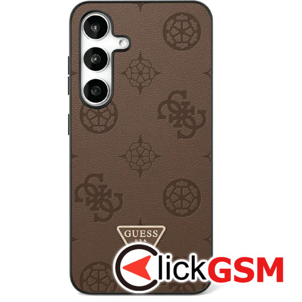 Guess - Peony Grained Hot Stamp Triangle Logo MagSafe (GUHMS25LPGBTMW) - Samsung Galaxy S25 Ultra - Brown
