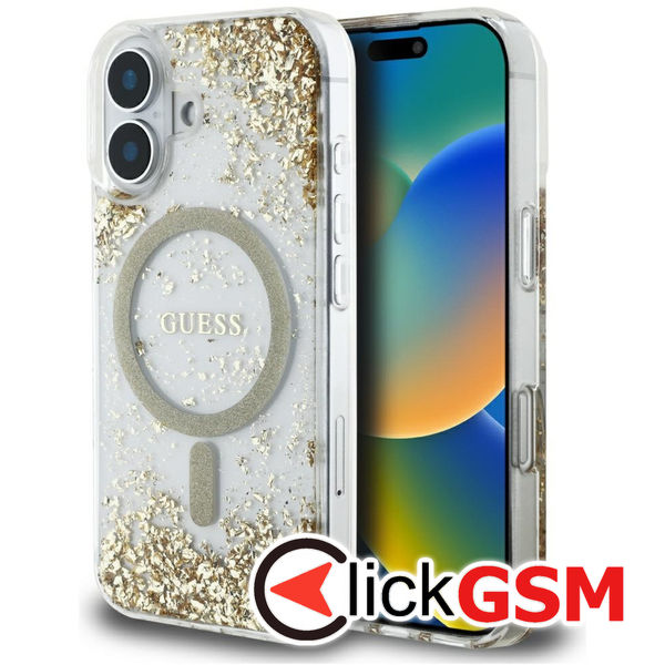 Guess - Hardcase Resin Bottom Glitter MagSafe (GUHMP16SRGRGED) - iPhone 16 - Gold