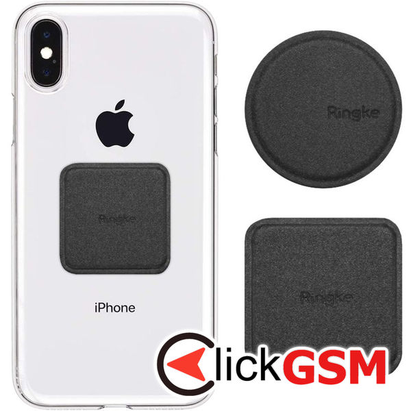 Ringke - Metal Plate (2 pack) - PU Leather Cover - Black