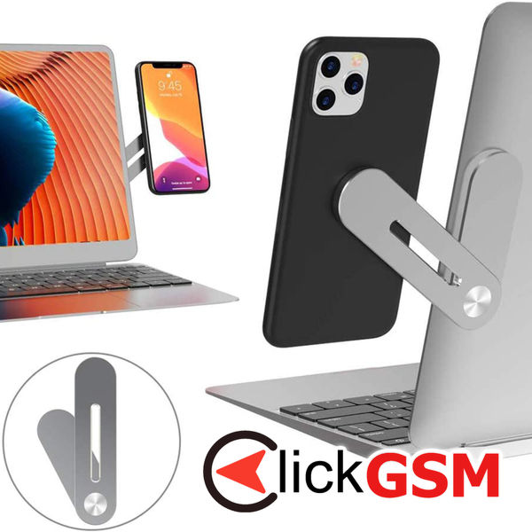 Techsuit - Desk Holder - with Laptop / Monitor Catchment, Foldable - Silver