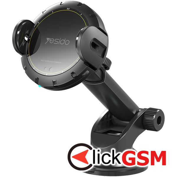 Yesido - Car Holder with Wireless Charging (C77) - Extendable Arm for Dashboard, Windshield, Air Vent, 15W - Black