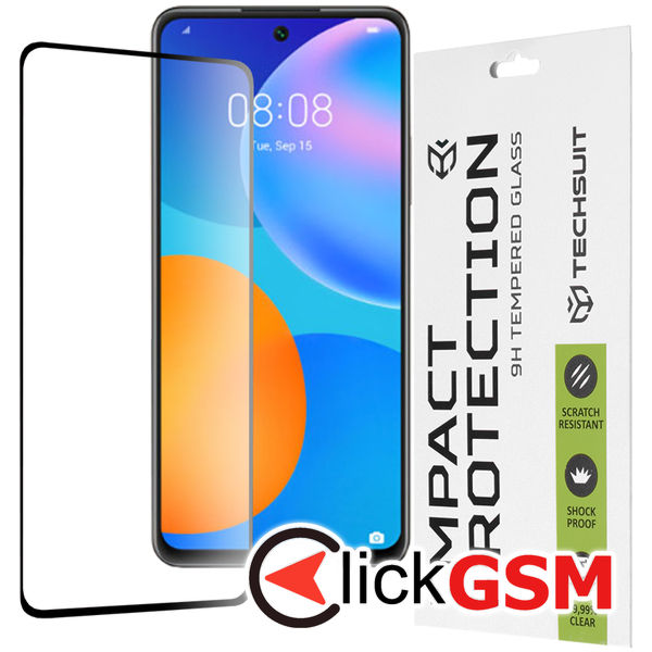 Techsuit - 111D Full Cover / Full Glue Glass - Huawei P smart 2021 - Black