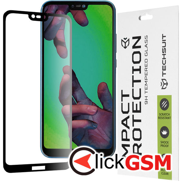 Techsuit - 111D Full Cover / Full Glue Glass - Huawei P20 Lite - Black