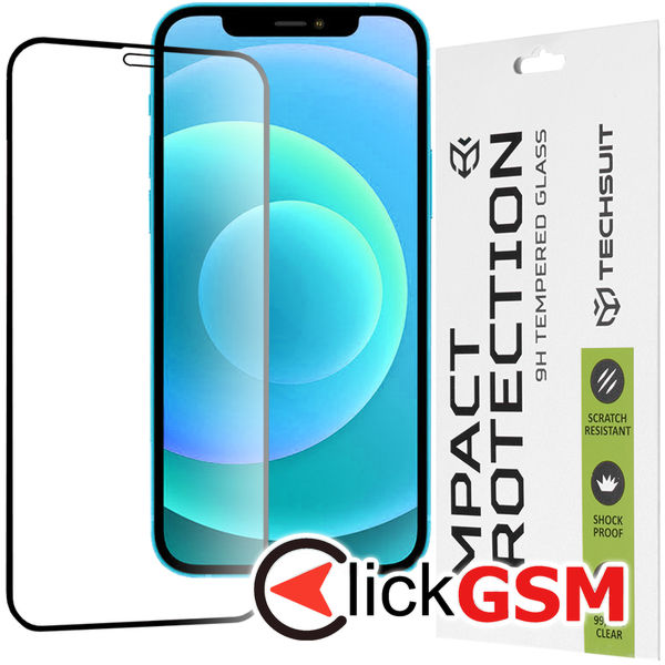 Techsuit - 111D Full Cover / Full Glue Glass - iPhone 12 / 12 Pro - Black