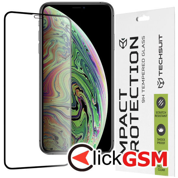 Techsuit - 111D Full Cover / Full Glue Glass - iPhone X / XS / 11 Pro - Black
