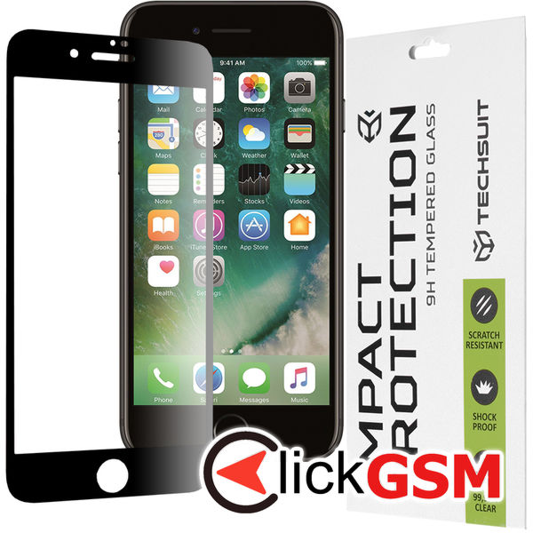 Techsuit - 111D Full Cover / Full Glue Glass - iPhone 7 Plus / 8 Plus - Black