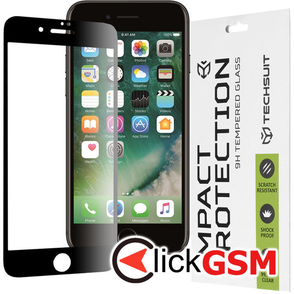 Techsuit - 111D Full Cover / Full Glue Glass - iPhone 7 / iPhone 8 / iPhone SE 2, SE 2020 / iPhone SE 3, SE 2022 - Black