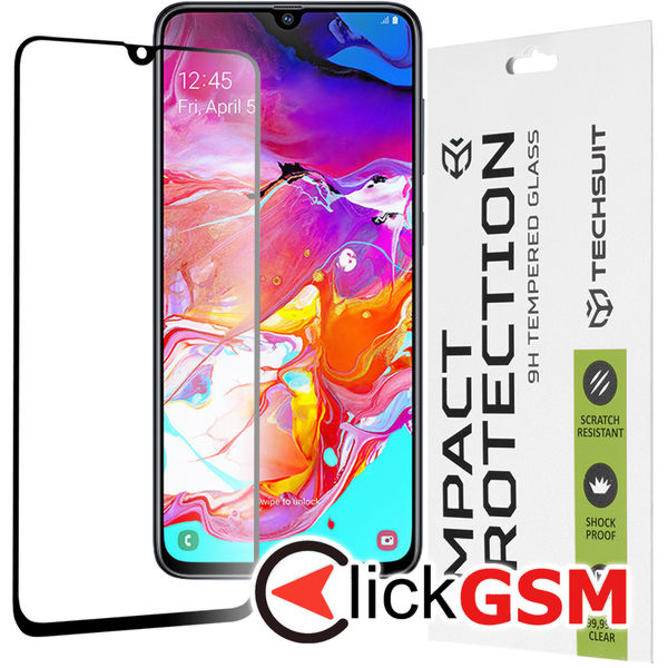 Techsuit - 111D Full Cover / Full Glue Glass - Samsung Galaxy A70 / A70s / A90 5G - Black