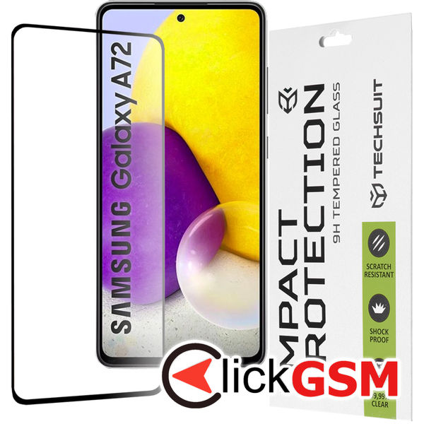 Techsuit - 111D Full Cover / Full Glue Glass - Samsung Galaxy A72 4G / A72 5G - Black