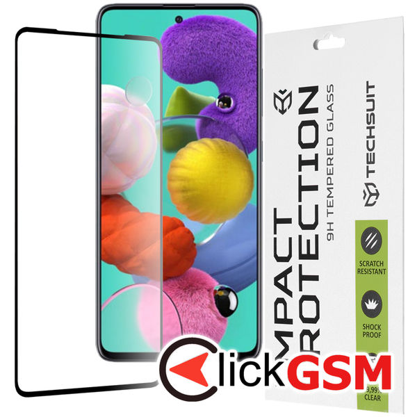 Techsuit - 111D Full Cover / Full Glue Glass - Samsung Galaxy A51 4G / A51 5G - Black
