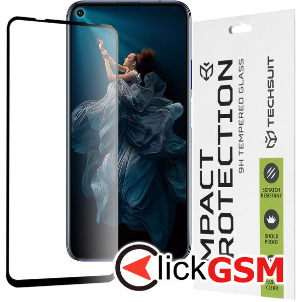 Techsuit - 111D Full Cover / Full Glue Glass - Huawei nova 5T / Honor 20 / Honor 20 Pro / Mate 30 Lite - Black